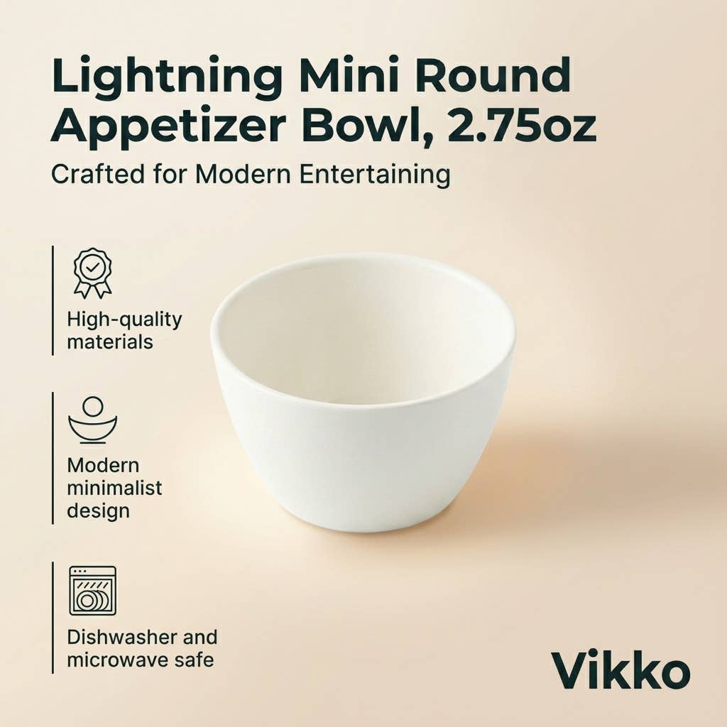 Vikko - Lightning, Mini Round Appetizer Bowl, 2.75oz, White