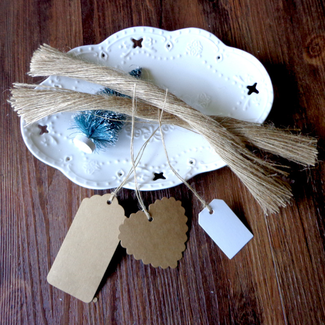 9.8 inch Pre-Cut Natural Brown Hemp String Twine Gift Tags