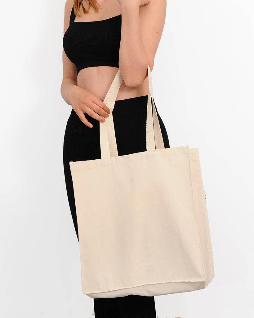 TBF Organic Canvas Self Standing Grocery Tote Bags - OR235: Natural