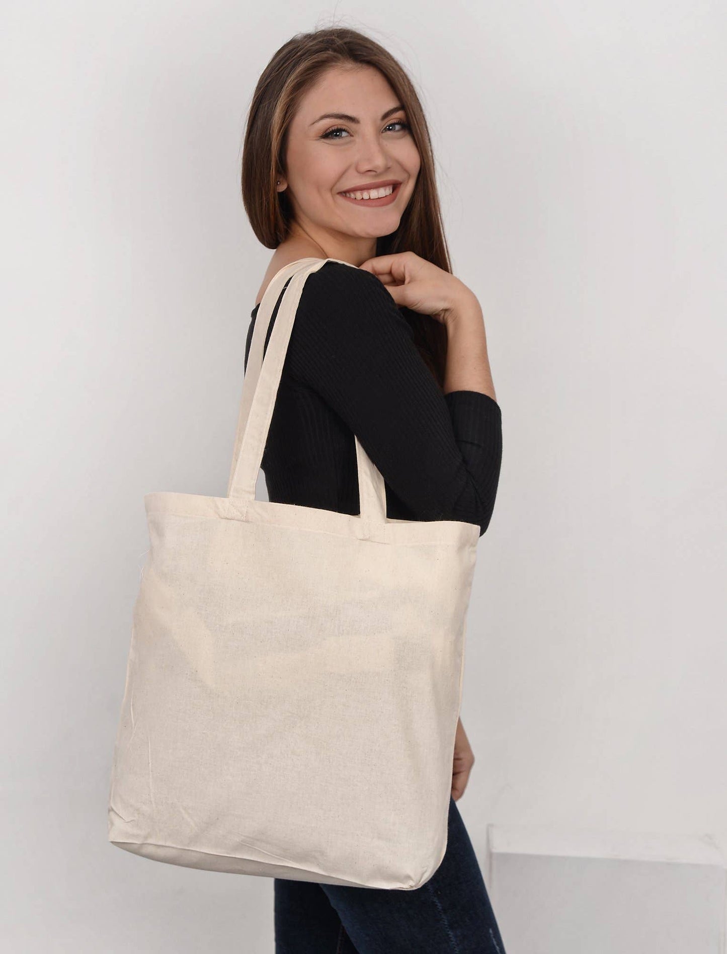 TBF Organic Cotton Canvas Tote Bags With Gusset - OR210: Natural / Web Handle