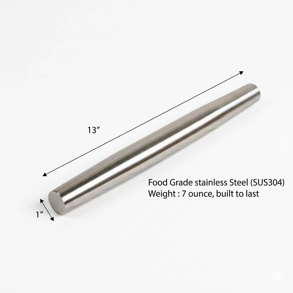 Stainless Steel French Rolling Pin - 13" SUS304