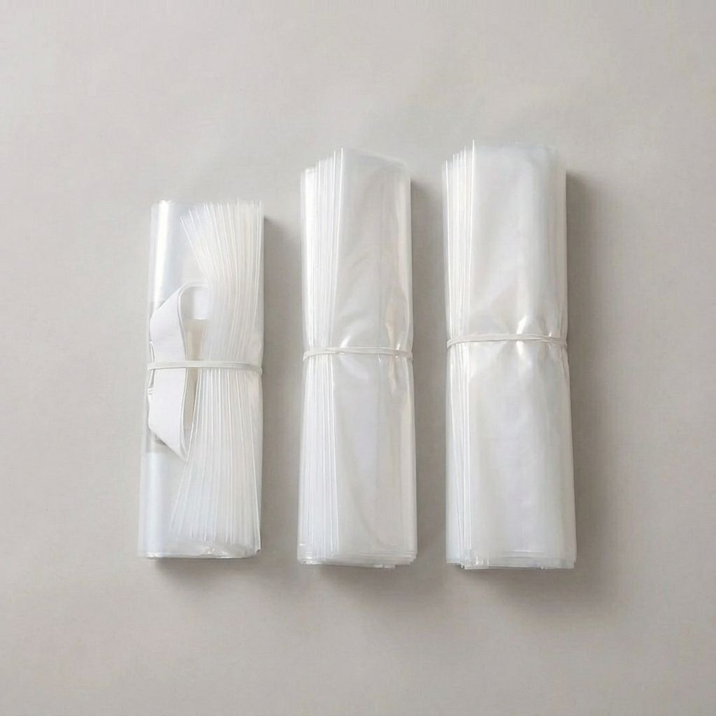 50pcs, 3 sizes Transparent PVC gift bag with white handle: Medium