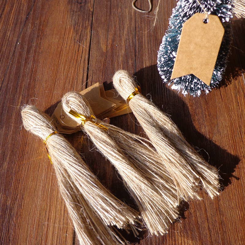 9.8 inch Pre-Cut Natural Brown Hemp String Twine Gift Tags