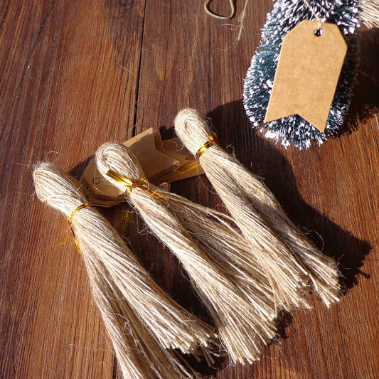 9.8 inch Pre-Cut Natural Brown Hemp String Twine Gift Tags