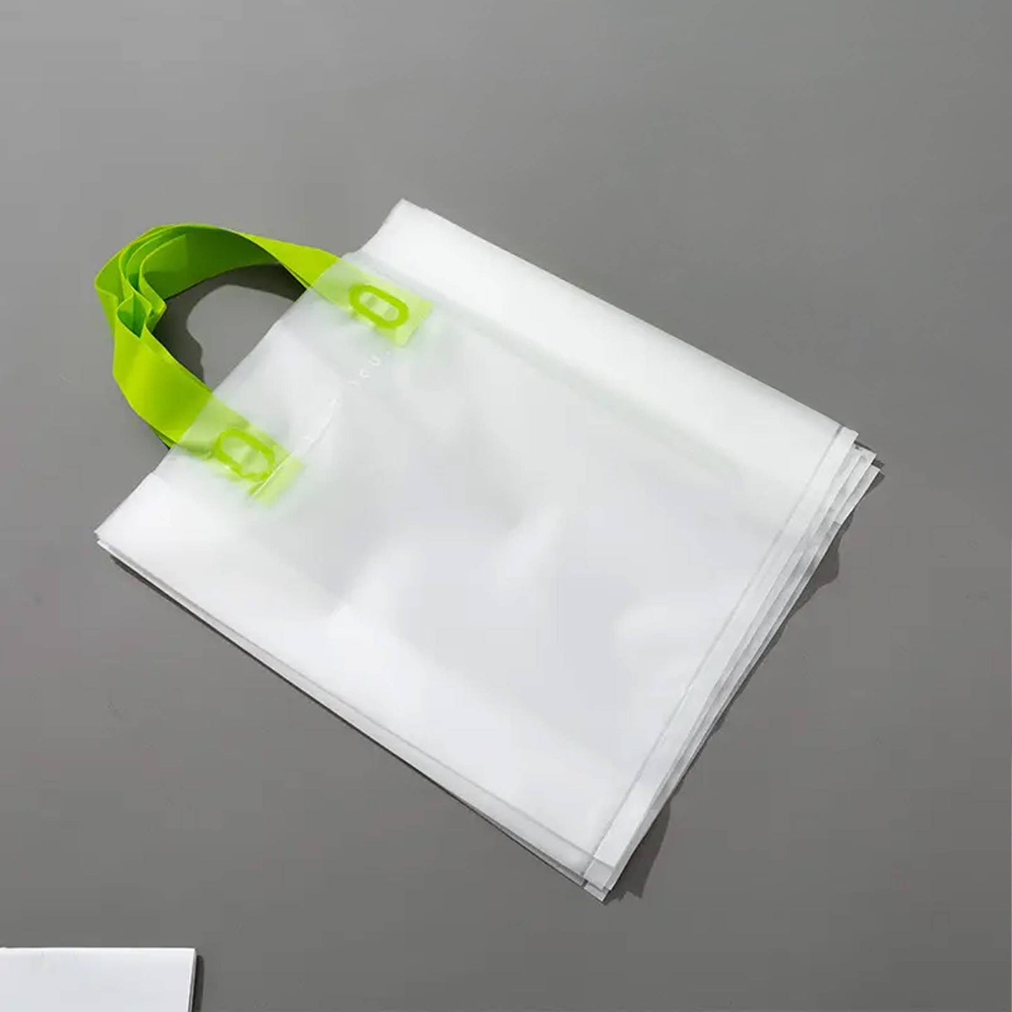 50 pcs, Neon Green Frosted white premium PVC gift bags: Medium
