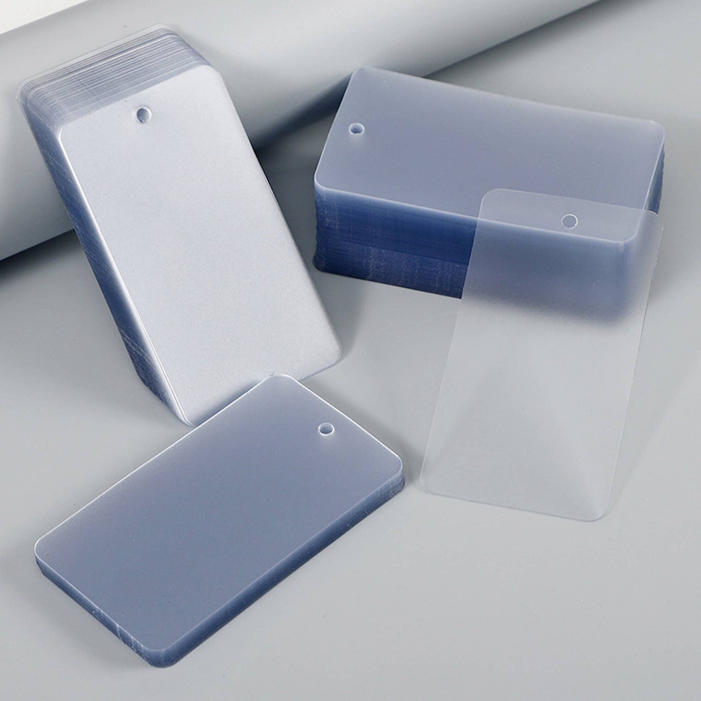 200pcs, Small Frosted & Transparent Plastic Blank Card Tag: Transparent