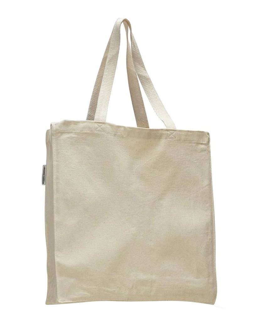 TBF Organic Canvas Self Standing Grocery Tote Bags - OR235: Natural