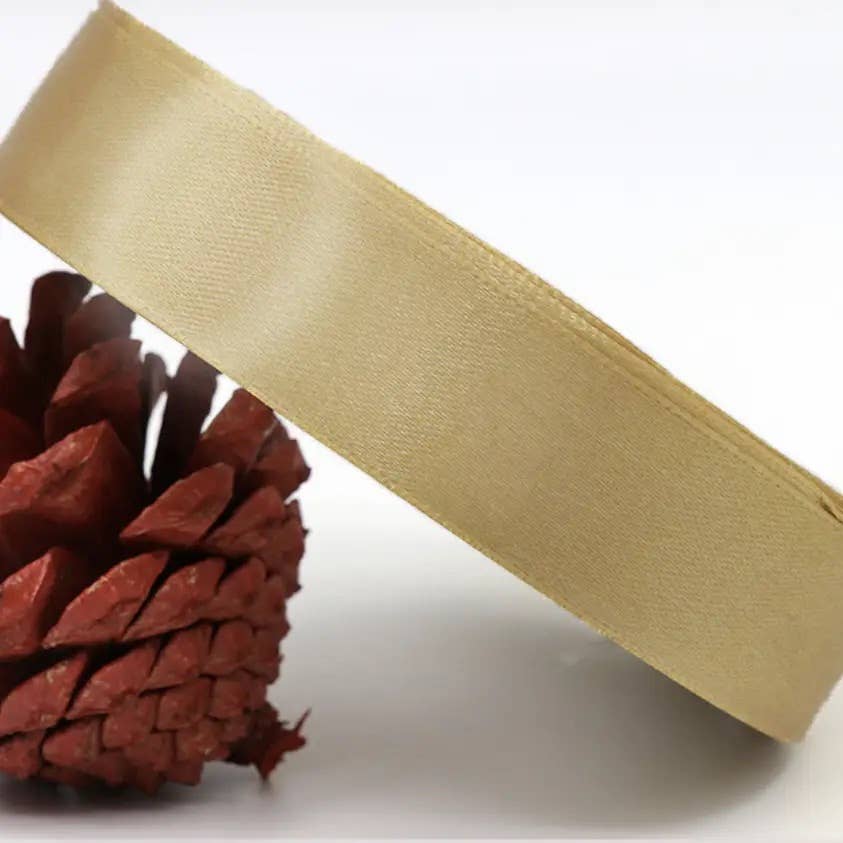 0.8" x 25yds, double layered satin polyester ribbon: Gold
