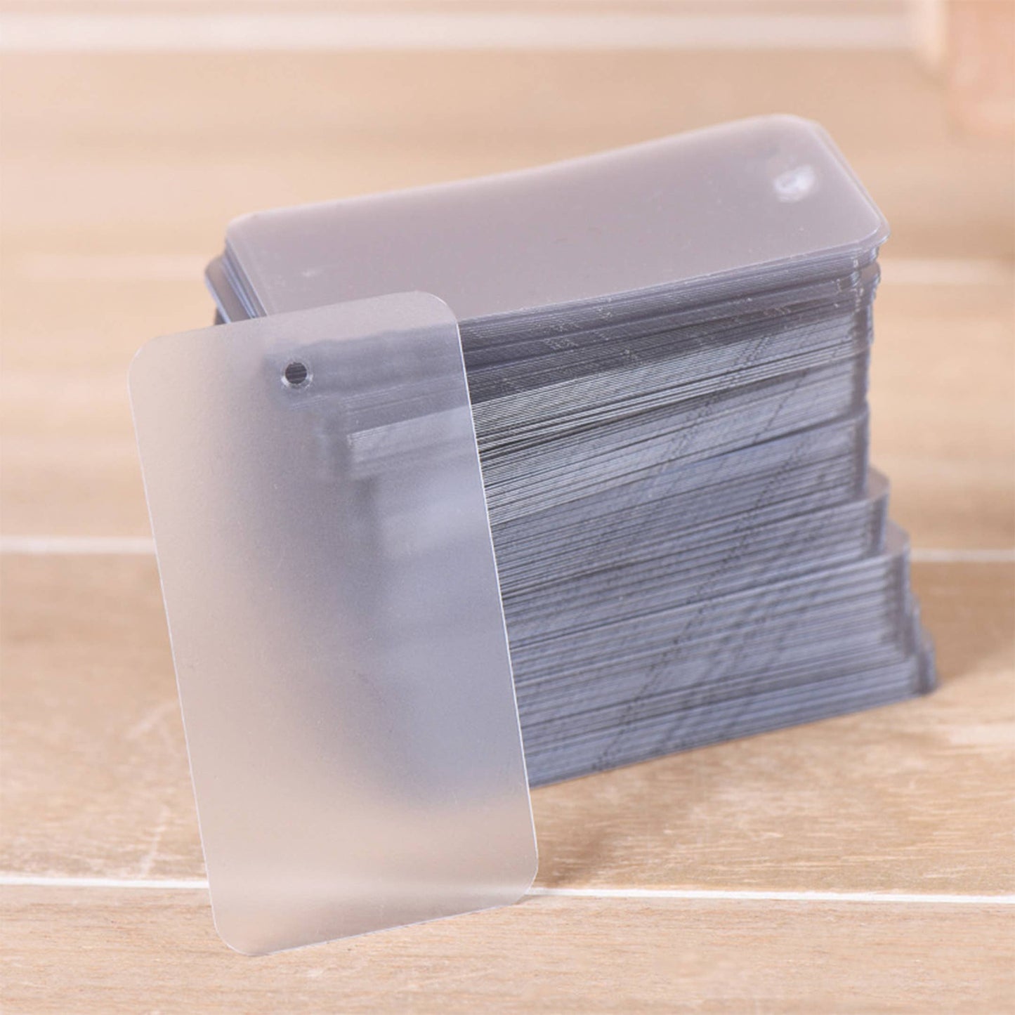 200pcs, Small Frosted & Transparent Plastic Blank Card Tag: Transparent