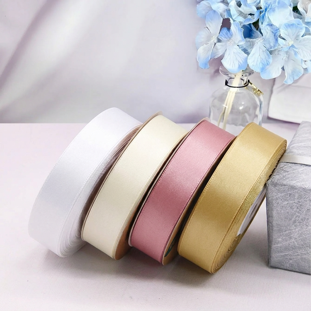 0.8" x 25yds, double layered satin polyester ribbon: Gold